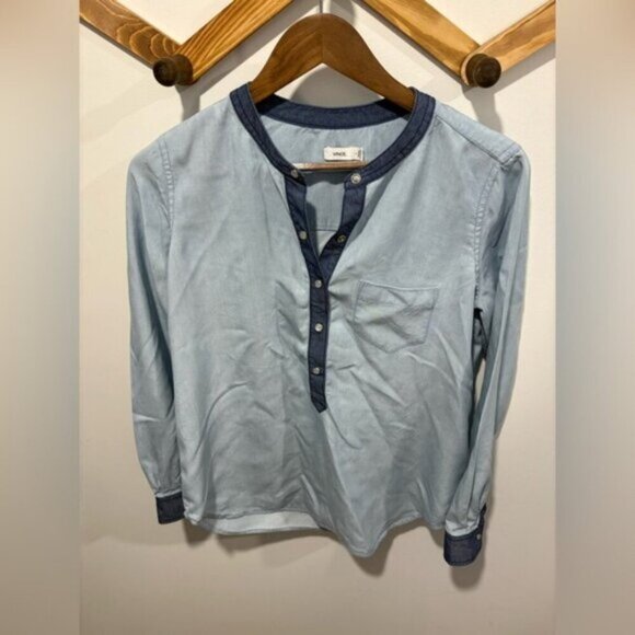 🌟Vince. 🌟 Blue quarter Button down Blouse - Small - Picture 1 of 7